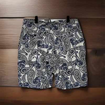 Pantalones Cortos Banana Republic Mujer Paisley Estampado Floral Talla 6 Azul Blanco Foto 1 de 4