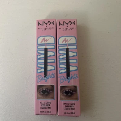 2X NYX PROFESSIONAL MAKEUP Vivid Brights Liquid Eyeliner Liner 09 Sneaky Pink - Image 1 of 3