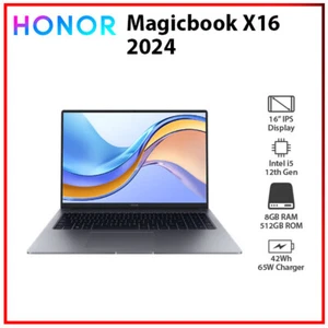 Honor MagicBook X 16 2024 8GB RAM 512GB SSD Intel i5-12450H Windows PC Laptop - Picture 1 of 9