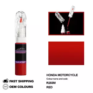 FOR HONDA MOTORCYCLE RED R255M Touch Up Paint Pen Brush Fix Kit Scratch Chip Set - Picture 1 of 8