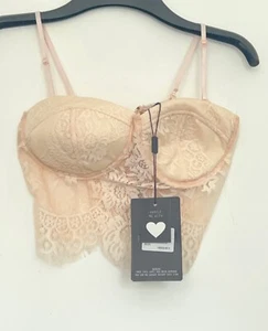 BNWT Missguided Peach Lace Bra Top Size 10 - Picture 1 of 5