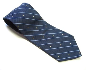 TOMMY HILFIGER Neck Tie BLUE Light Stripes, Yellow Squares 100% SILK Necktie  - Picture 1 of 7