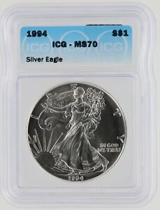 1994 Silver Eagle ICG MS70 S$1 Philadelphia Mint