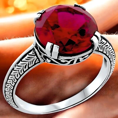 ANILLO RUBÍ ESTILO ART DECO PLATA ESTERLINA 925 5 quilates ESTILO ANTIGUO CREADO EN LABORATORIO 200X Foto 1 de 4