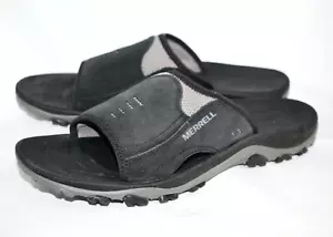MERRELL Huntington Slide Sandal Men Size 11 Medium Black Suede Gray Mesh J036851 - Picture 1 of 5