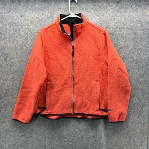 Woolrich Jacket Women Small Bomber Ladies Orange Full Zip Vintage Fleece Sweater - Picture 1 of 11