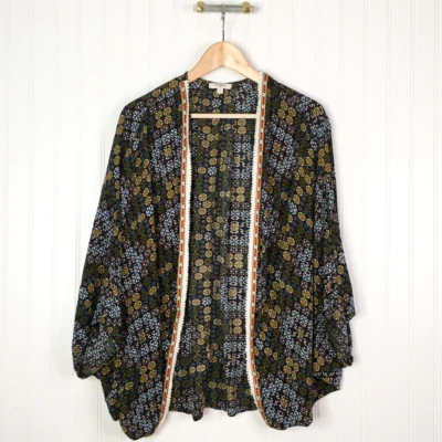 Umgee Mujer Vestido Chaqueta Cárdigan Multicolor Nórdico Fair Isle Abierto Sin Cuello M Foto 1 de 4