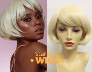 DELUXE KURZE BLONDE PIXIE-SCHNITT FRANZÖSISCHE BOB PERÜCKE MIT FRANSEN PONY, ADRETT, MODE - Bild 1 von 6