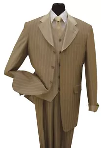 Men's 3 piece Luxurious Classic Gangster Pinstripe Wool Feel Suit  sty-2911V - Picture 1 of 8