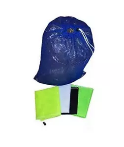 Bolsa de malla de armadura (azul) bolsa de almacenamiento para todo uso con cierre de cuerda de dibujo 9x12 pulgadas - Imagen 1 de 1