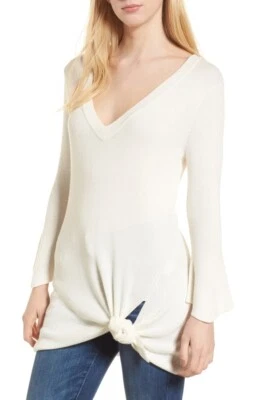 Suéter túnica manga larga natural SPLENDID 158165 con corbata lateral para mujer talla XL Foto 1 de 2