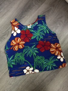 Camiseta sin mangas Makai Beach Hawaii con estampado floral hawaiano azul talla L 842 - Imagen 1 de 5