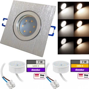 LED Einbaustrahler 230V IP44 Step-Dimm 5W 400lm quadratisch 90×90mm 35mm flach - Bild 1 von 6