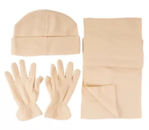 Fleece Winter Set beige Mütze Schal Handschuhe - Bild 1 von 1