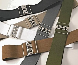 DAMEN ELASTISCHER STRETCH 2 Zoll (#E98S) GÜRTEL mit silberfarbener Schnalle 7 Größen USA - Bild 1 von 14