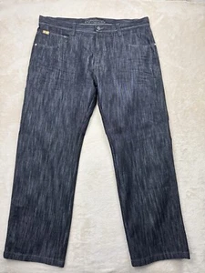 Pantalones de mezclilla vintage Sothpole para hombre 40x30 negros grunge hip hop lengüeta amarilla Y2K - Imagen 1 de 8