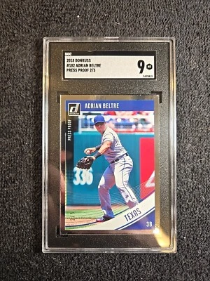 Adrian Beltre 2018 *2/5* SGC 9 MT Donruss #182 prueba de prensa ~1stB Foto 1 de 4