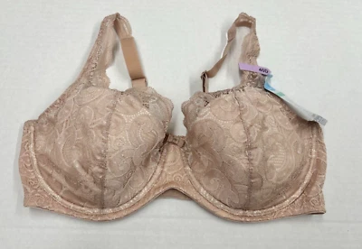 24A25 Playtex 4514 Secrets Lace Smooth Underwire Bra 40D Beige - Image 1 of 2