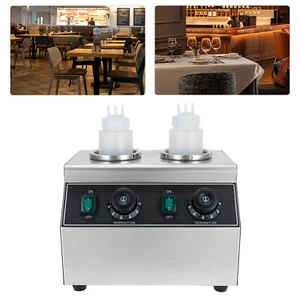 Electric 2 Bottle Hot Chocolate Sauce Warmer Commercial Cheese Jam Melt Maker - Picture 1 of 20