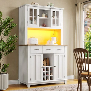 Küchenbuffet Küchenschrank 180 cm Sideboard mit LED Beleuchtung, Arbeitsplatte - Bild 1 von 11