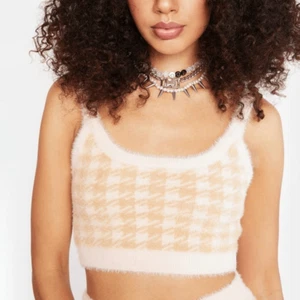 NWT For Love & Lemons Cher Crop Tops Sweater Tank Pink Cream - Size L/XL - Picture 1 of 16