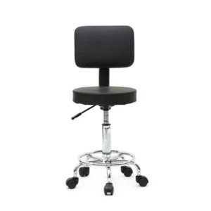 Round Shape Adjustable Salon Stool with Back Black - Picture 1 of 23