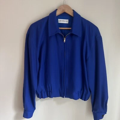 VINTAGE Azul LIZ CLAIBORNE Bomber CHAQUETA CHAQUETA BOMBER para mujer 1980s RETRO 100% Lana Foto 1 de 4
