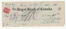 1938 Royal Bank Cheque, with George VI Stamp. Windsor, Nova Scotia Branch