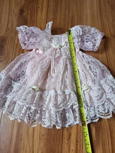 Pink Lace Doll Dress. L 12" - Picture 1 of 13