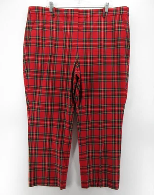 Pantalones J Crew Mujer 20 Plus Rojo Kallie Tartán Cuadros Pantalones Elastizados Vacaciones NUEVO Foto 1 de 4