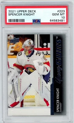 2021 Upper Deck SPENCER KNIGHT RC #223 Young Guns PANTHERS PSA 10 GEM M819 - Image 1 of 3