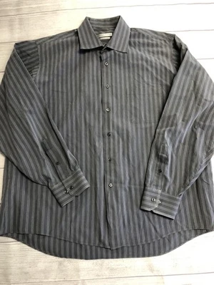 Geoffrey Beene Shirt Mens Extra Large Gray Striped Button Down Wrinkle Free - Image 1 of 4