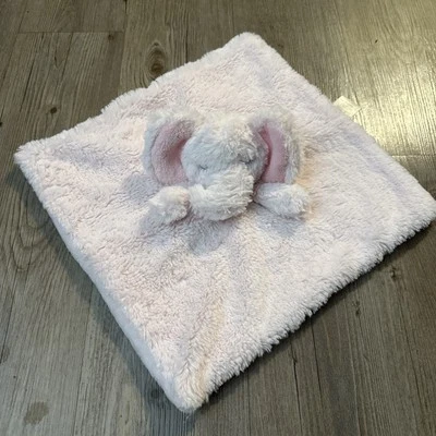 Manta de seguridad para bebé de felpa difusa elefante dormido rosa recién nacido Lovey Foto 1 de 4