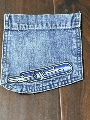 Jeans JNCO azul vintage anos 90 'The Low Down' skatista folgado masculino recorte de bolso - Imagem 1 de 4