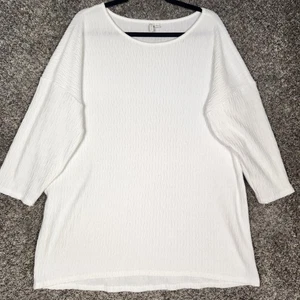 Cato weißer strukturierter Pullover Damen Gr. L Drop Shoulder 3/4 Arm neu ohne Etikett - Bild 1 von 13