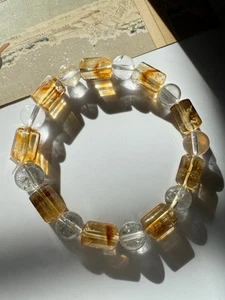 Yellow Quartz and Clear Quartz Beads Vibrant Energy and Balance - Picture 1 of 13