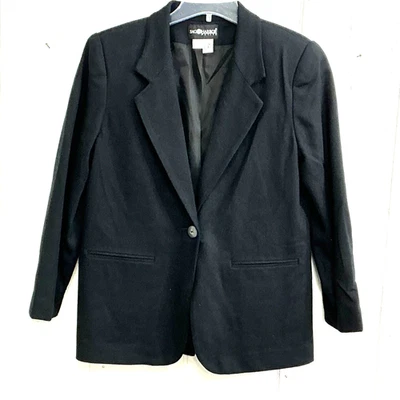 Chaqueta Blazer Sag Harbor Talla 8P Pequeña Mujer Negro Jet Puro 100% Lana Blanca Pura Foto 1 de 4