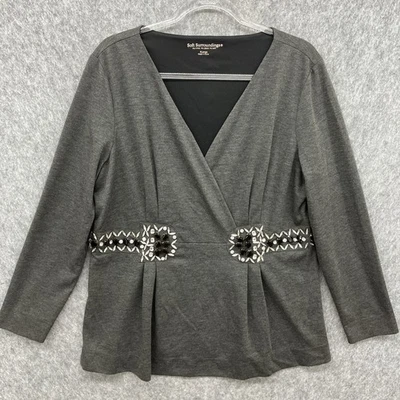Top túnica tejido envolvente sintético Soft Surroundings para mujer XL gris carbón joyas Foto 1 de 4