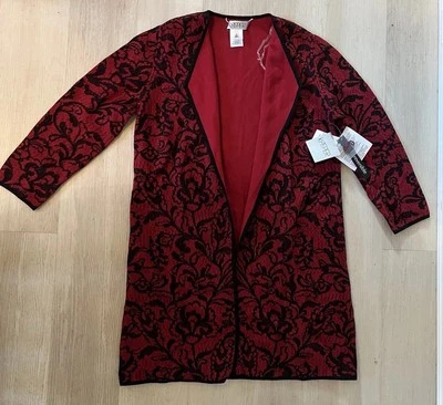 ¡NUEVO! Cárdigan Kasper Frente Abierto Suéter Tejido Rojo - Talla M Foto 1 de 4