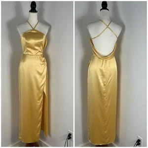 Reformation Myla silk maxi dress 6 Sunshine Yellow Open Back NWT $428 - Picture 1 of 6