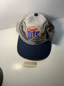 Harley HD Miller Lite Collab Hat Signed Rusty Wallace Robert Yates Racing stains - Picture 1 of 14