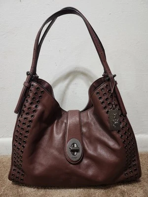 Vintage Coach Madison Grommet Large Carlyle 32404 Brick Red Leather Handbag Hobo - Image 1 of 4