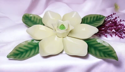 Prato de pétala de magnólia cerâmica conjunto com 11 peças, decoração para casa, presente para ela, presente para Mo - Imagem 1 de 3