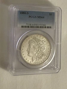 1880-S Morgan MS64 PCGS Silber Dollar San Francisco 1 Dollar Münze USA - Bild 1 von 5