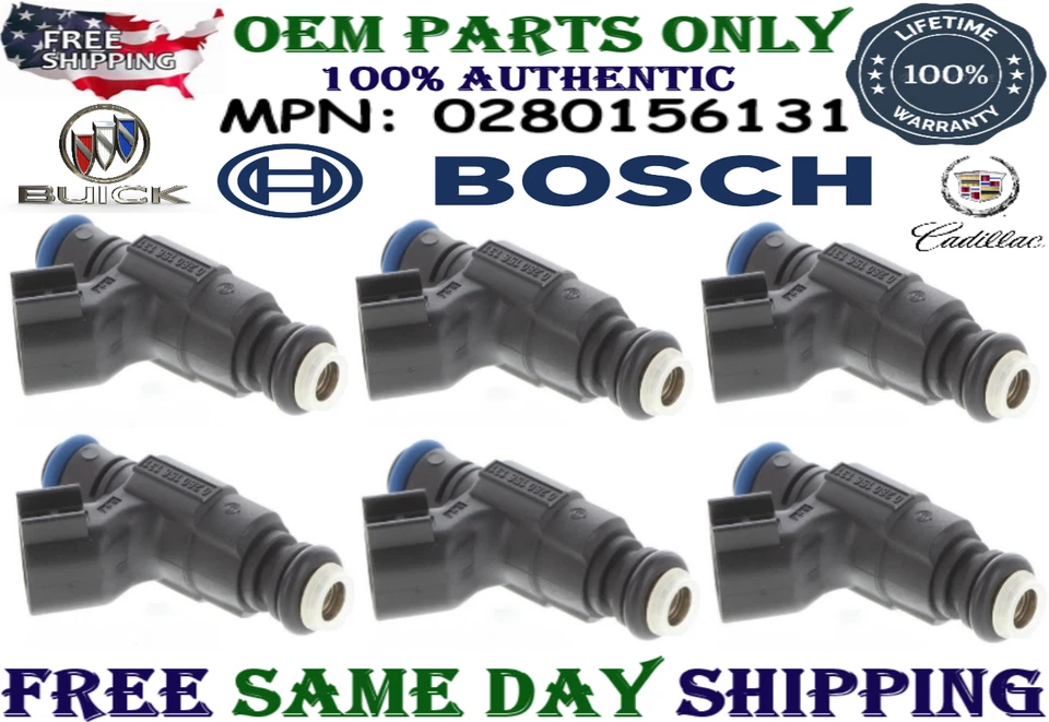 BRAND NEW Bosch 6Pcs Fuel Injectors for 2005, 2006 Cadillac STS 3.6L V6 GENUINE — 第 1/3 张图片