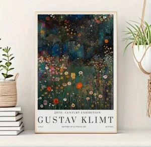 Gustav Klimt Canvas Wall Art Print Exhibition Poster Style Night Garden #132 - Picture 1 of 4