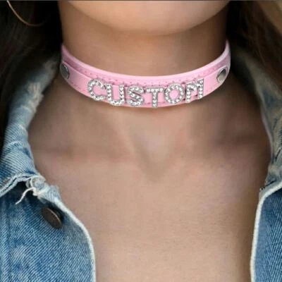 Collar gargantilla nombre personalizado regalo aniversario CALIENTE letras de diamantes de imitación Foto 1 de 4