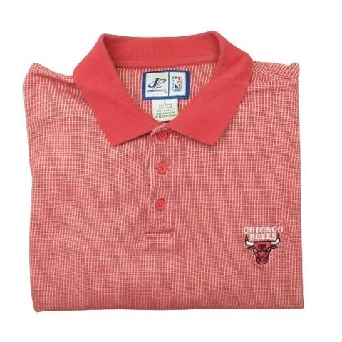 Vintage 90s Logo Athletic Chicago Bulls Mens Large Red Jordan Pippen Polo Cover