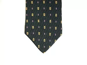 Zylos George Machado Mens Necktie Tie Grey Yellow Geometric 100% Silk 60" - Picture 1 of 4