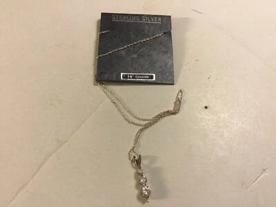 Sterling Silver 18” Pendant 3 Clear Cut Stones Kohl’s - Image 1 of 4